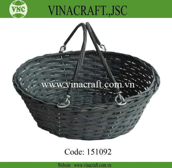 Black bamboo fruit basket with handle